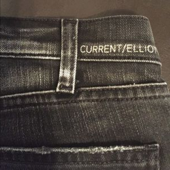 Black Distressed Current/Elliott Skinny Jeans - Picture 4 of 6